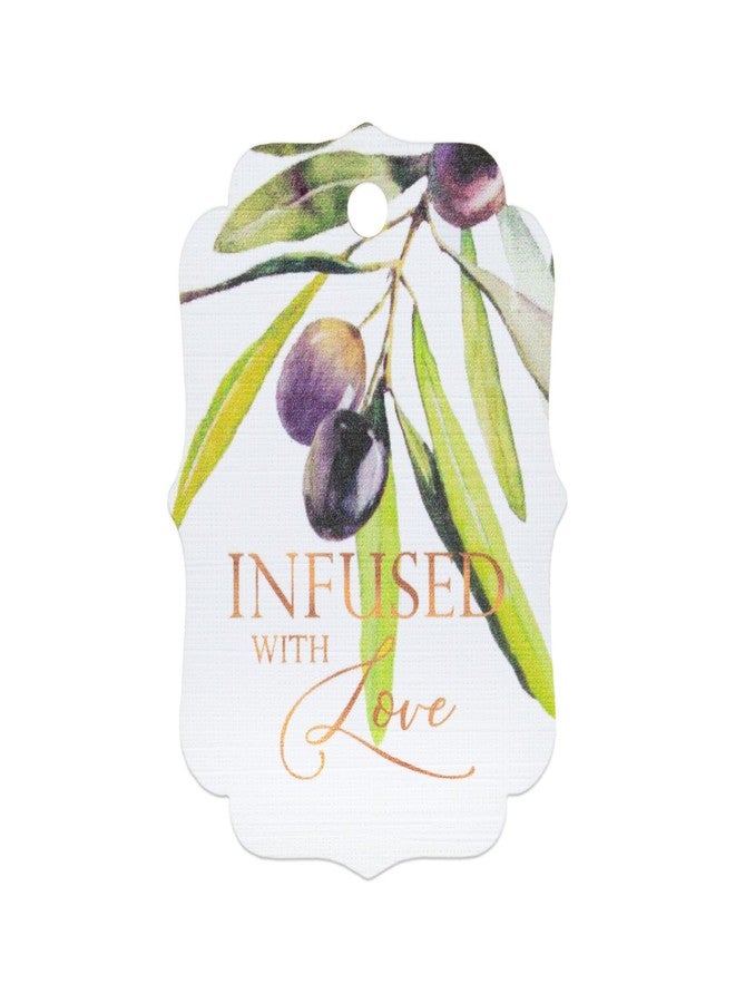 Summer-Ray.com Summer-Ray 50pcs Watercolor Olive Twig Infused with Love Gift Tags Olive Our Love and Thanks Greek Wedding (White, Little Violin) - Image 1